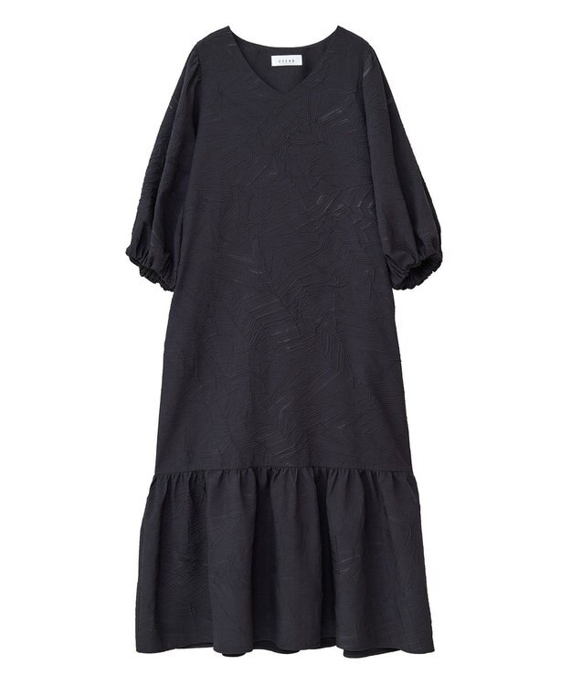 Green Parks ■ＥＳＣＡＲ　エンボスＶネックワンピース Black