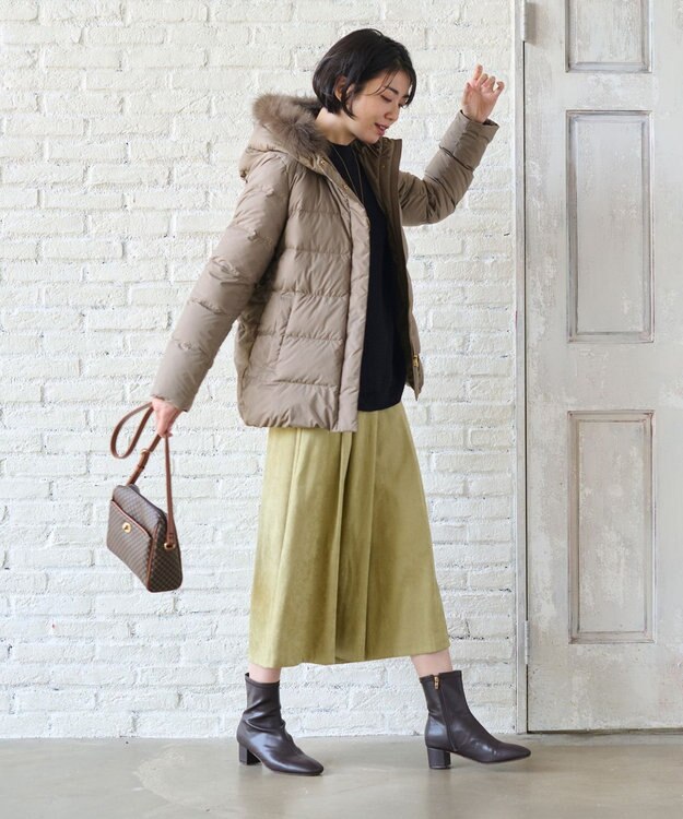 ANY 【洗える】スムースタッチ ショート丈ダウンコート ブラウン系