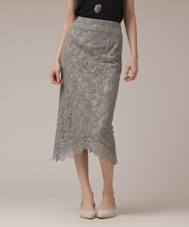 GRACE CONTINENTAL フロッキーレーススカート ライトグリーン