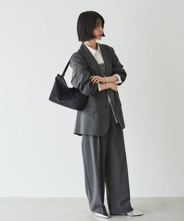 russet ナイロンジャガード2WAYワンハンドルトートバッグ(SF-268) Black/Navy