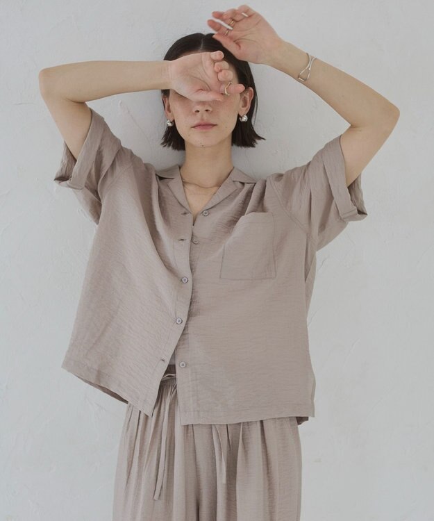 WEGO 【ANGIE VINTAGE】接触冷感開襟シャツ ライトグレー