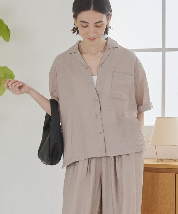 WEGO 【ANGIE VINTAGE】接触冷感開襟シャツ ライトグレー