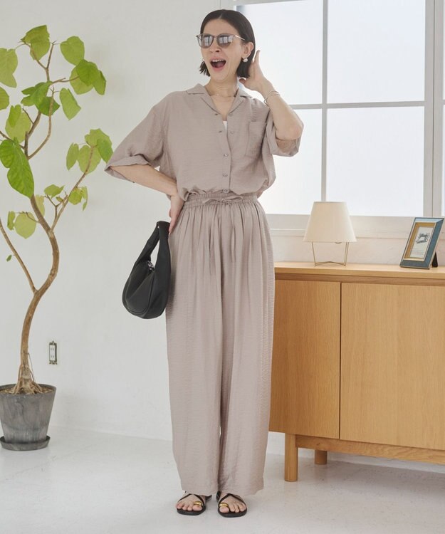 WEGO 【ANGIE VINTAGE】接触冷感開襟シャツ ライトグレー