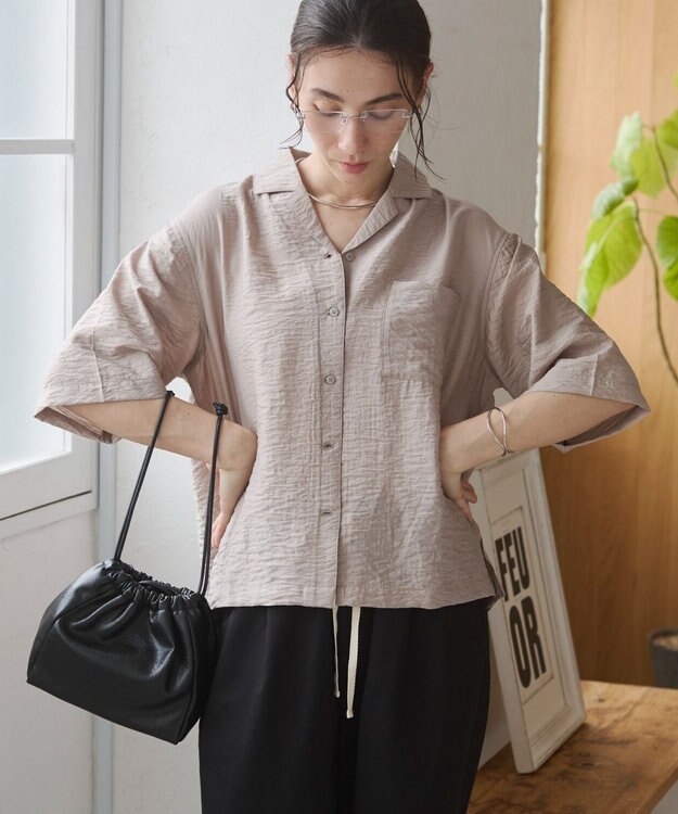WEGO 【ANGIE VINTAGE】接触冷感開襟シャツ ライトグレー