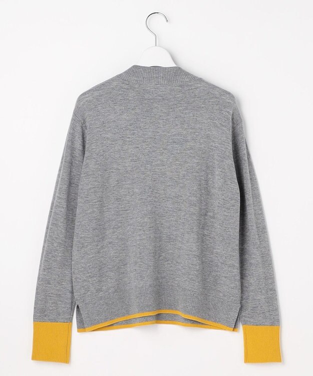 J.PRESS LADIES L SOFT TOUCH WOOL ブロッキング ニット グレー×イエロー系