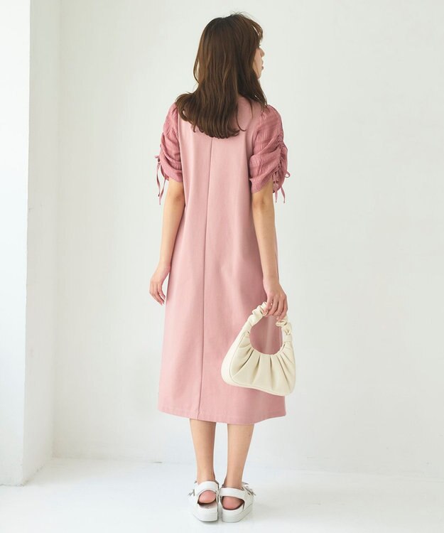 Feroux 【洗える】ドロストスリーブカットソー ワンピース ピンク系