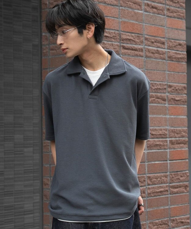 WEGO 【ユニセックス着用ITEM】フェイクレイヤードニットポロシャツ（SS） ブルー