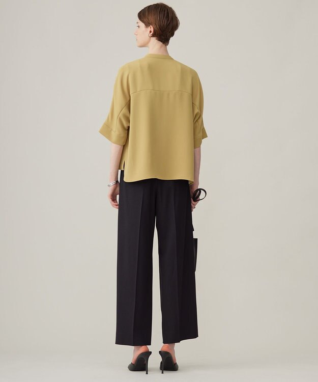 ICB 【洗える】ウール2WAYストレッチ ワイドストレートパンツ ブラック系