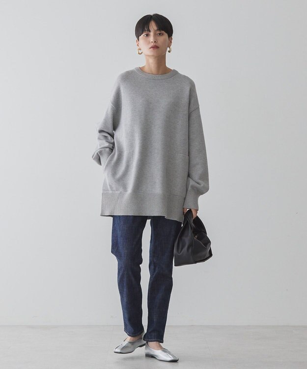 AMERICAN HOLIC サイドポケットロングニットプルオーバー Gray Mixture