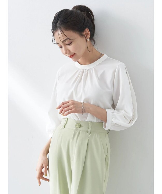 earth music&ecology レーススリーブブラウス Off White