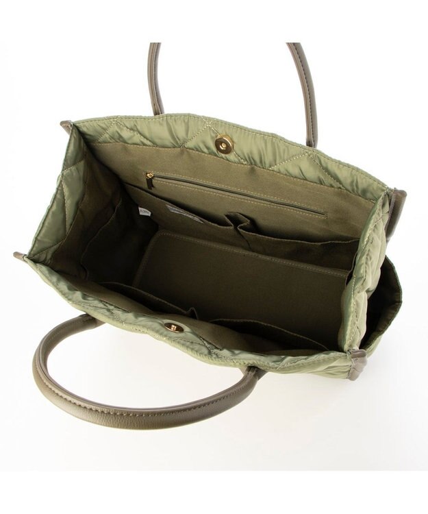 UNBILLION 【テレビ ドラマ着用アイテム】カシュカシュ cachecache / キルティングスクエアトートバッグM カーキ