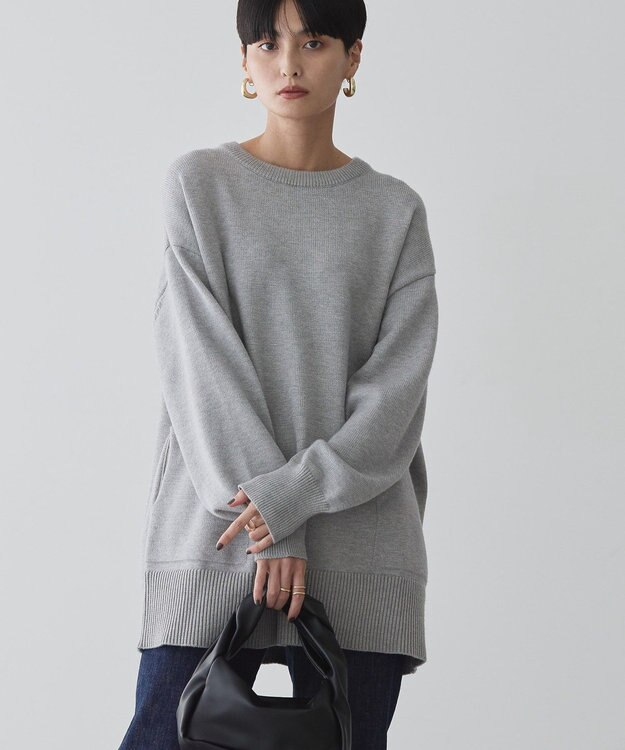 AMERICAN HOLIC サイドポケットロングニットプルオーバー Gray Mixture