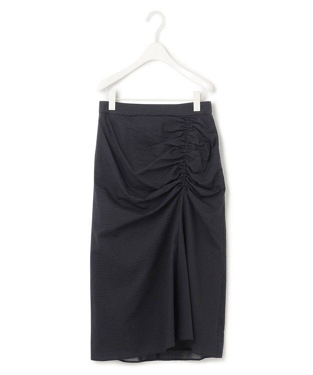 ICB L 【洗える】コットンリップル ナロースカート ブラック系