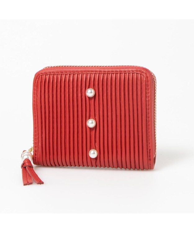 UNBILLION ペルケ perche / シーププリーツ・ジャバラカードウォレット レッド