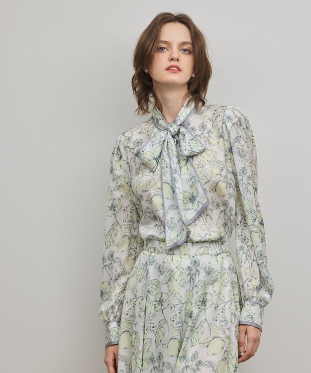 GRACE CONTINENTAL フルーツフラワープリントトップ イエロー