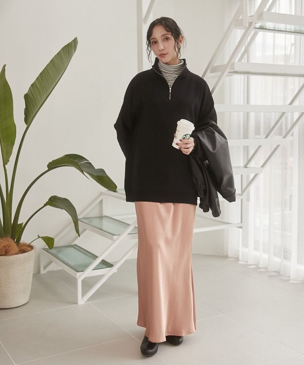 WEGO 【ユニセックス着用ITEM】ミラノリブハーフジッププルオーバー ブラック