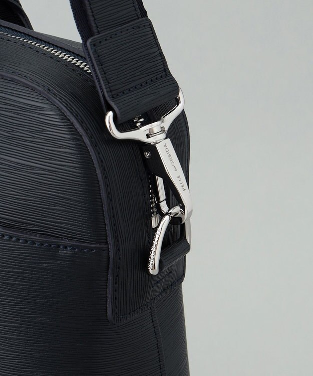 GOTAIRIKU 日本製【PELLE MORBIDA】型押しレザー ブリーフバッグ ネイビー系