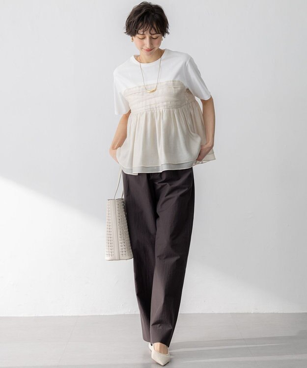 23区 【WEB&一部店舗限定カラーあり】オーガンジービスチェコンビ カットソー ベージュ系