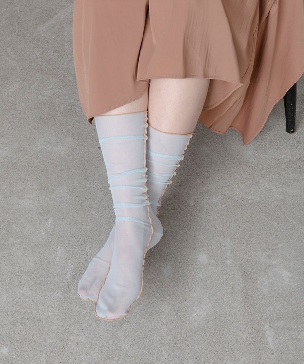TRICOTE MELLOW TULLE HIGH SOCKS／メローチュールハイソックス 31L.BLUE