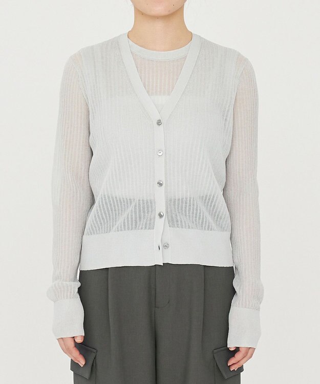 uncrave シアー リブ ニット カーディガン（uncrave STANDARD） ライトセージ