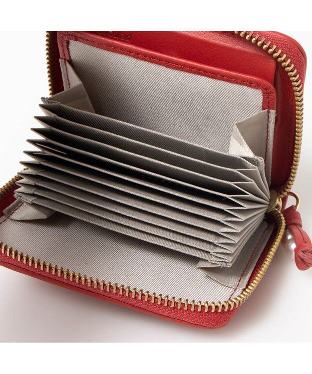 UNBILLION ペルケ perche / シーププリーツ・ジャバラカードウォレット レッド