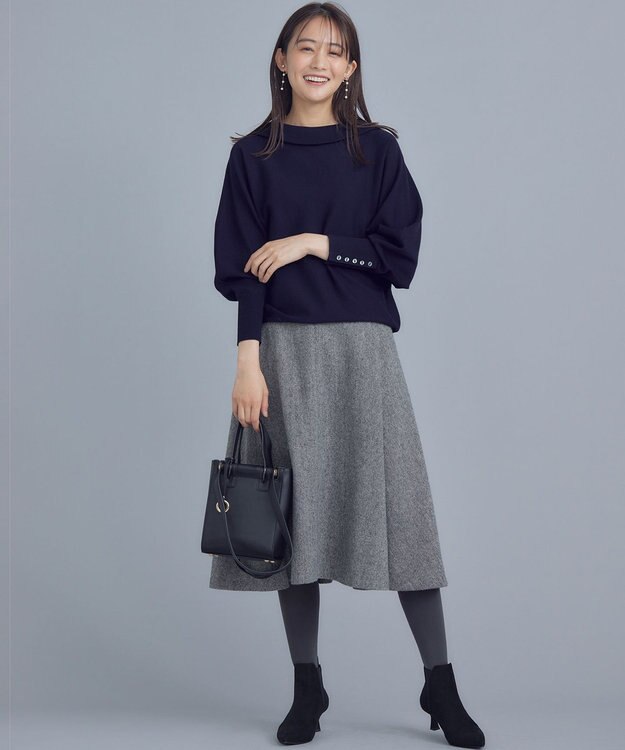 組曲 シックツイード フレアスカート ブラック系3