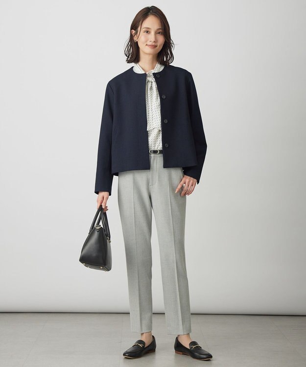 J.PRESS LADIES S スエード幾何プリント ブラウス オフ系