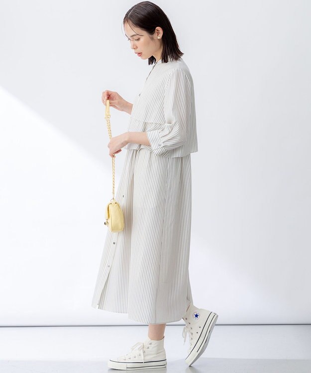 組曲 L リヨセルシャーティング ワンピース ベージュストライプ系1