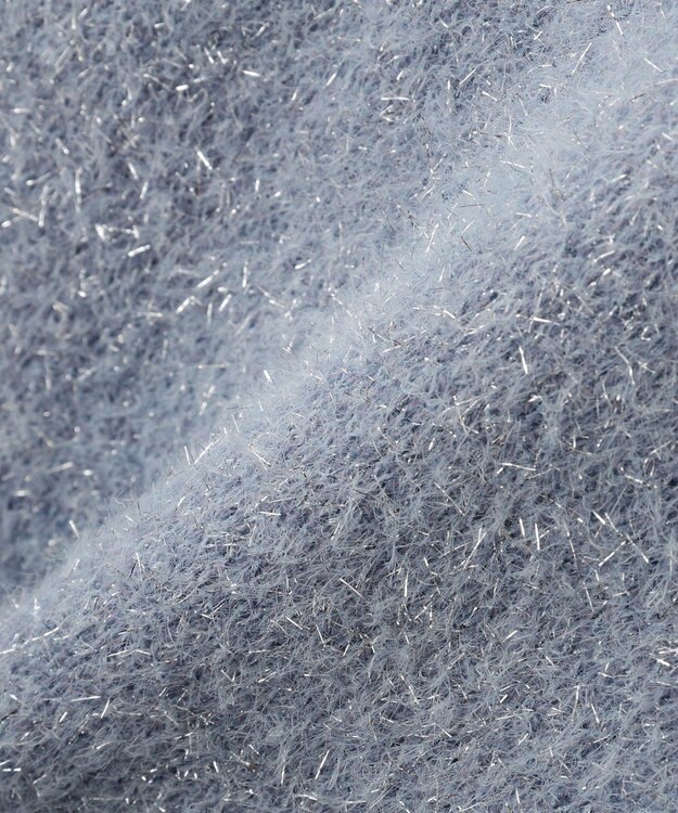 YECCA VECCA ラメフェザー袖フリンジニット Blue