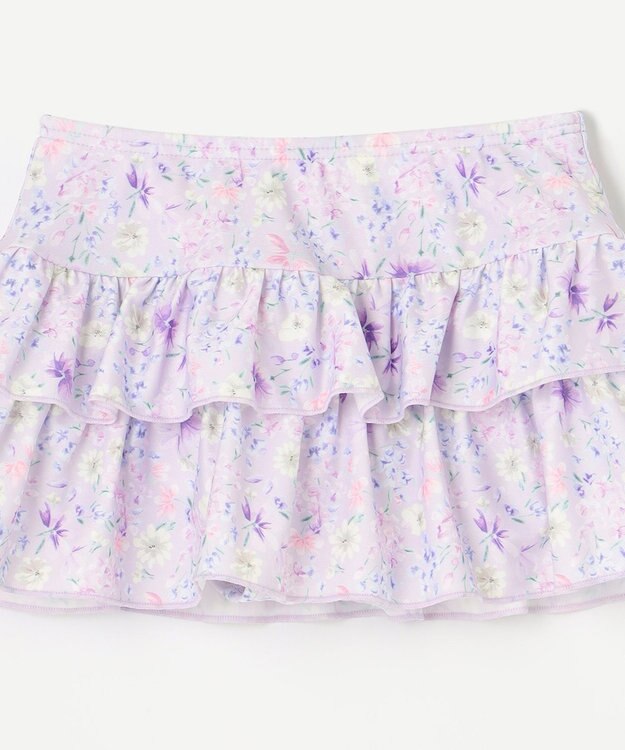 ANY KIDS ギンガムチェック×花柄セパレート水着 ラベンダーギンガム×花柄