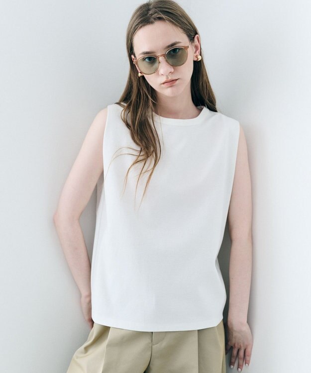 uncrave ダブルフェイスジャージー ノースリーブカットソー オフ