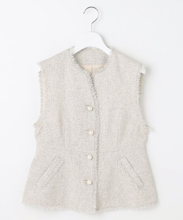 Feroux 【セットアップ対応】春ツイード コンパクトジレ ホワイト系1