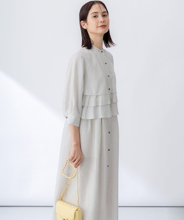 組曲 リヨセルシャーティング ワンピース ベージュストライプ系1