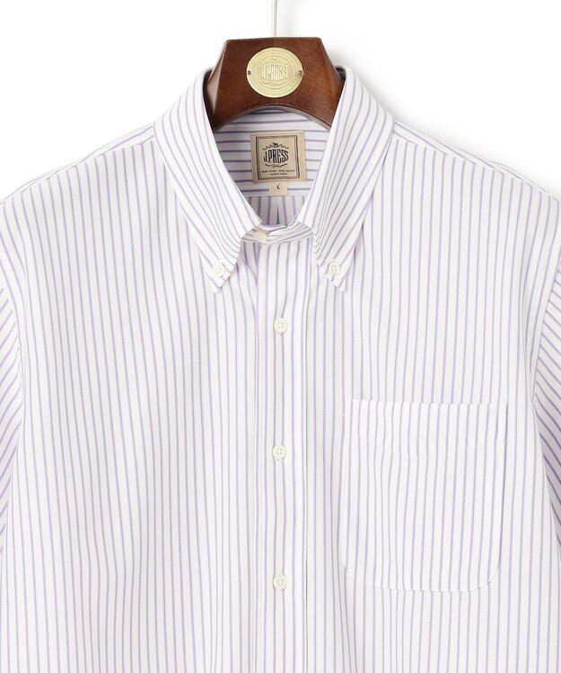 J.PRESS MEN 【KING SIZE】【夏に嬉しい高機能】カノコインレイストライプパッチポケット シャツ/B.D. パープル系1