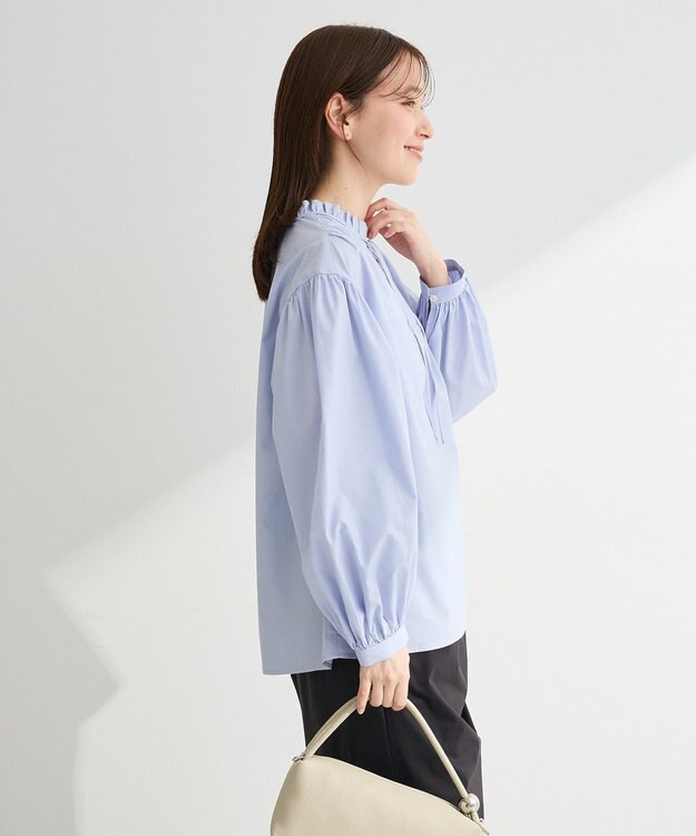 Green Parks ２ｗａｙフリルハイネックブラウス Sax