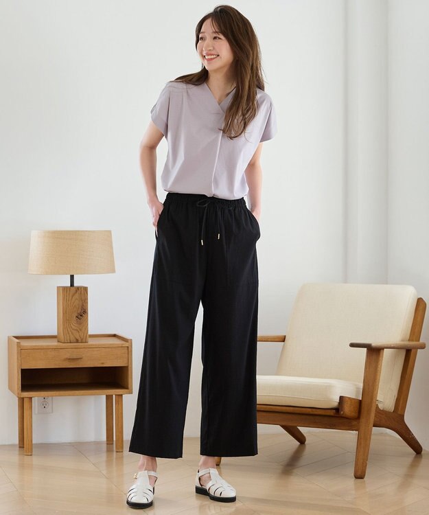 ANY 【ウエストゴム/UVケア/接触冷感】清涼リラックスワイドパンツ ブラック