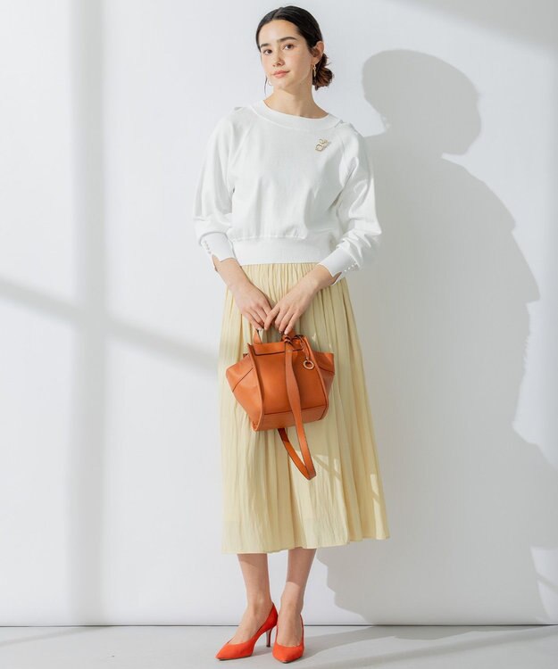 組曲 S 【パールボタン付】ブーケカラーリラクシー ニット アイボリー系