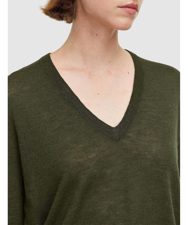 JOSEPH 【洗える】キャッシュエアー　Vネックニット Hass Avocado