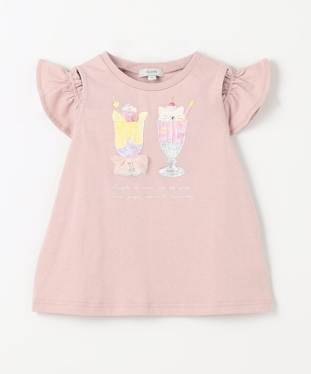 ANY KIDS オンオフショルダーパフェTシャツ ピンク系