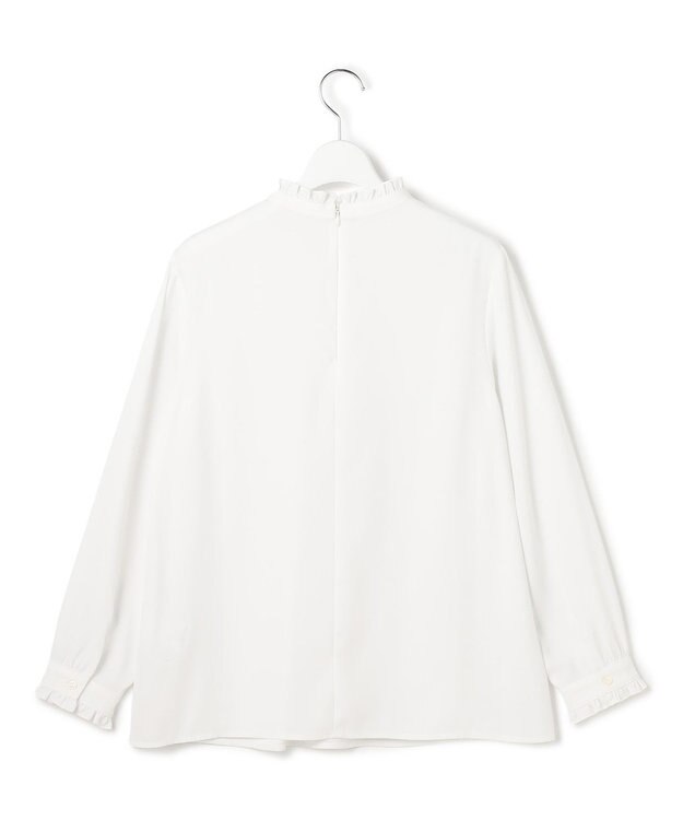 23区 L 【洗える】バックサテンアムンゼン フリルデザインシャツ ホワイト系