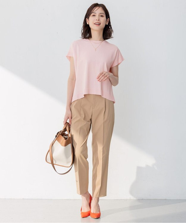 組曲 L 【洗える・型崩れしにくい】CHAI ニットTシャツ ピンク系