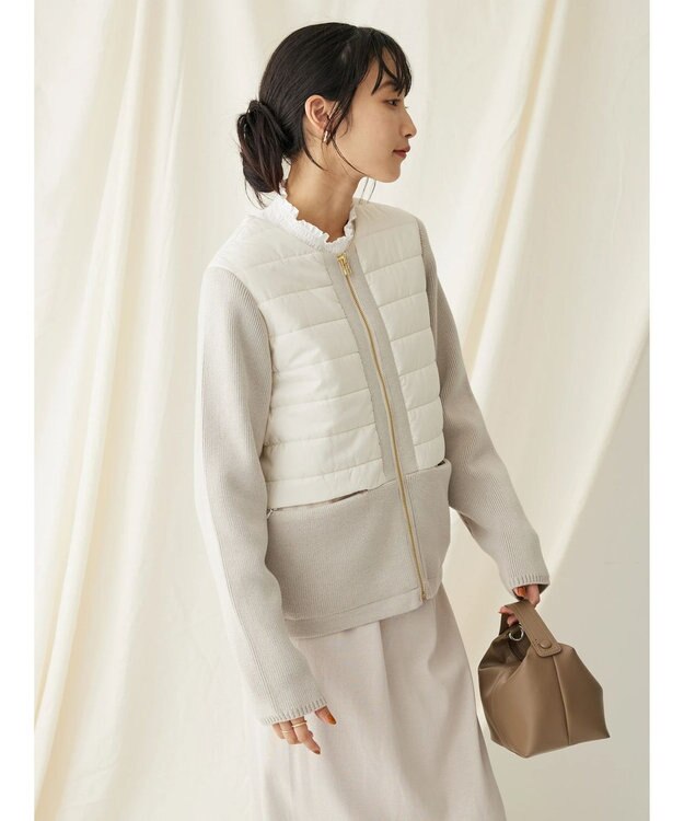 CRAFT STANDARD BOUTIQUE 中綿×ニット切替ジャケット Ivory