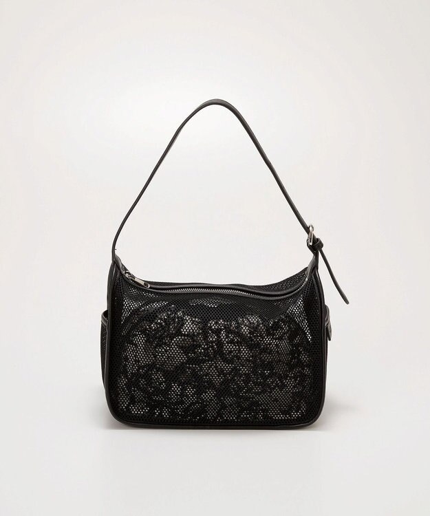 TOPKAPI 【TREASURE TOPKAPI】プリント 巾着バッグ付き メッシュ ワンハンドルバッグ ブラック