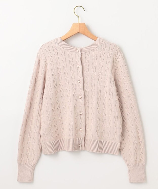 組曲 L 【前後着用可】コットンカシミヤ混2WAYケーブル ニット ピンクベージュ系