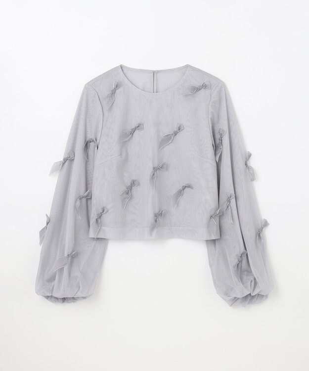 GRACE CONTINENTAL リボンチュールトップ グレー