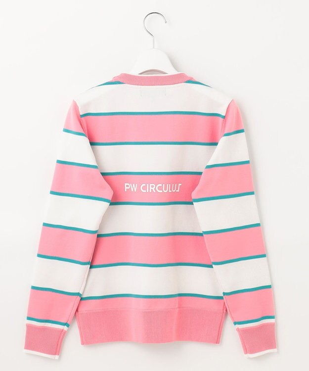 PW CIRCULUS 【WOMEN】【洗える/イージーケア】ロゴ ボーダー ニット ゴルフウェア レディース ピンク系1