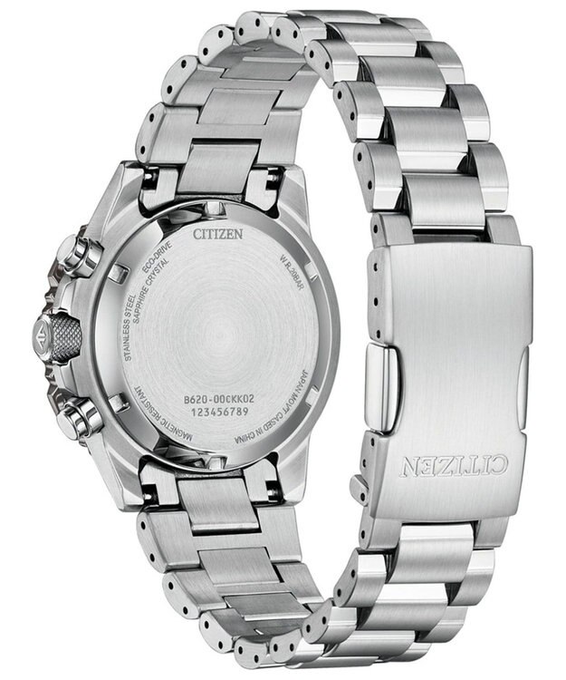 CITIZEN 【電池交換不要/20気圧防水/クロノグラフ】ケース40mmのパイロットウオッチ シルバー