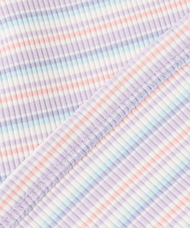 ANY KIDS オン・オフショルダー ボーダー Tシャツ ラベンダー系