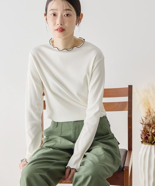 AMERICAN HOLIC 針抜きテレコカットプルオーバー Ivory