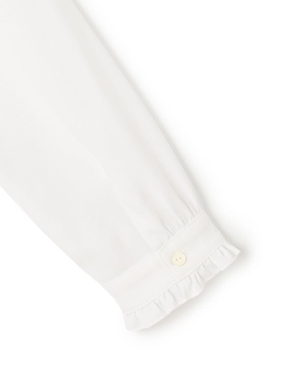 23区 L 【洗える】バックサテンアムンゼン フリルデザインシャツ ホワイト系